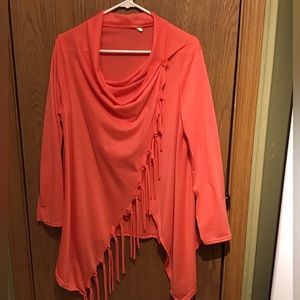LUNA Fringe Trim Wrap Coat